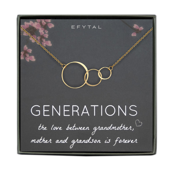 josie three ring necklace, silver or gold • generations, grandson