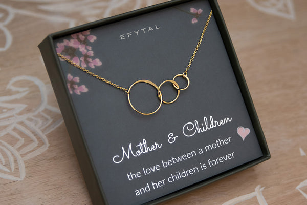 josie three ring necklace, silver or gold • mother & children