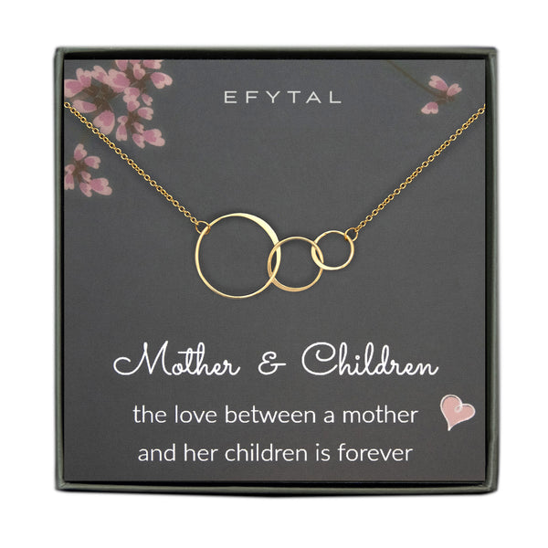 josie three ring necklace, silver or gold • mother & children