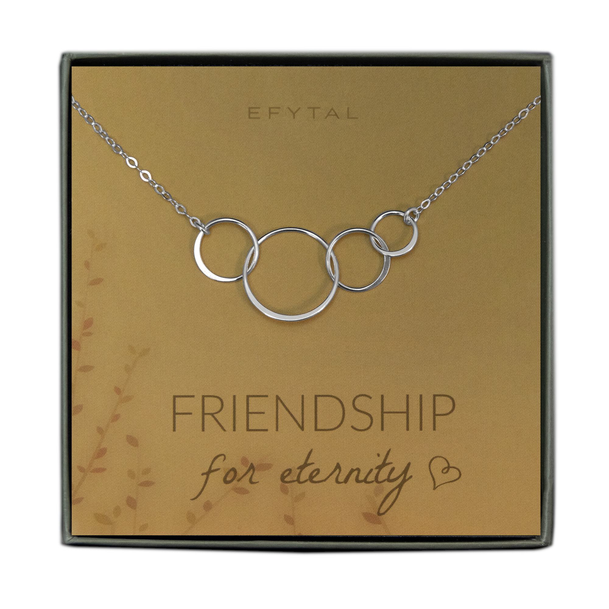 four ring silver necklace meaningful friendship group gift