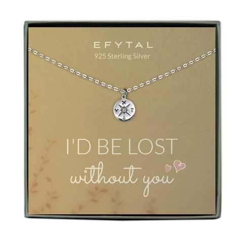 journey compass necklace, silver or gold • i'd be lost without you