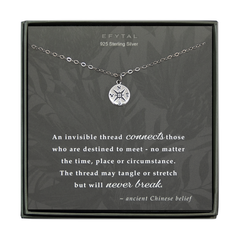 journey compass necklace, silver or gold • invisible thread