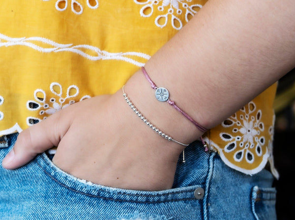 journey compass cord bracelet set • invisible thread