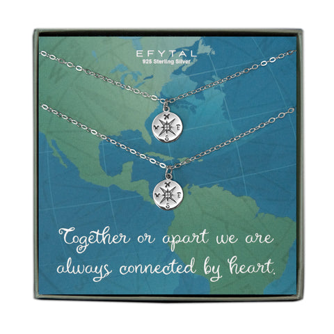journey compass necklace set • connected by heart