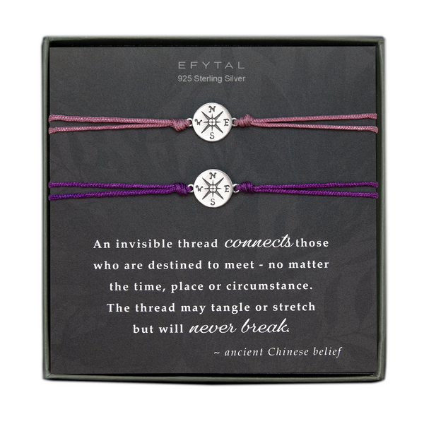 journey compass cord bracelet set • invisible thread