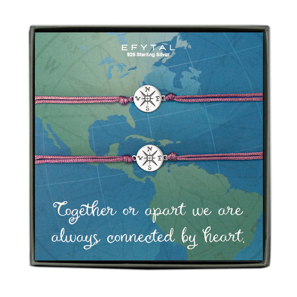 journey compass cord bracelet set • connected by heart