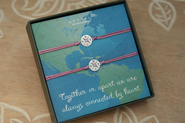 journey compass cord bracelet set • connected by heart