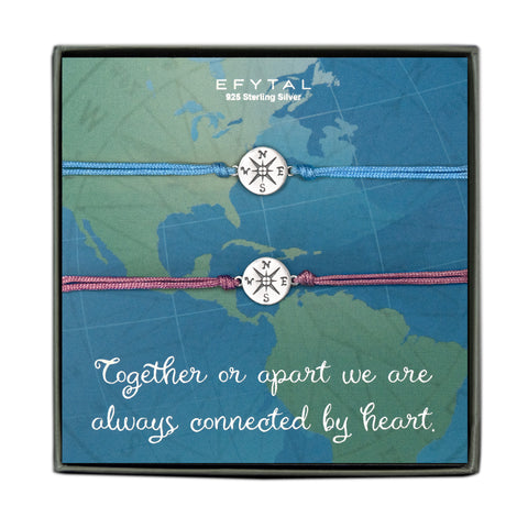 journey compass cord bracelet set • connected by heart