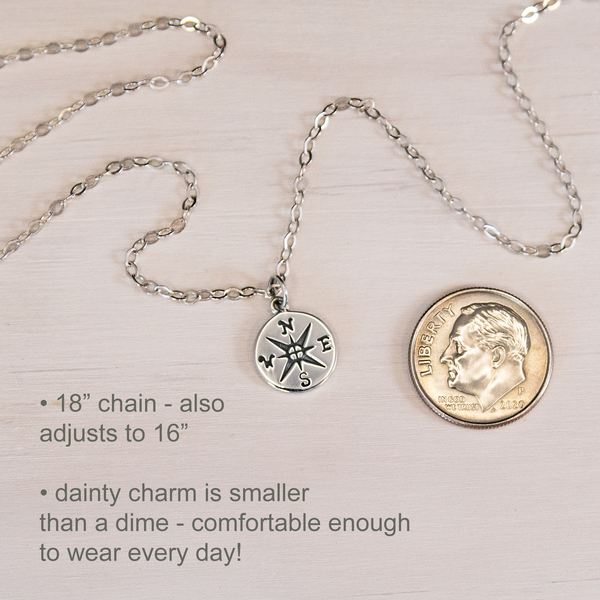 journey compass necklace, silver or gold • i'd be lost without you