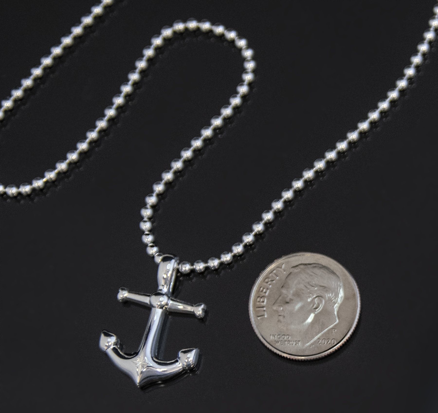 EFYTAL Silver Anchor Pendant with Ball Chain for Him • Graduation Gift