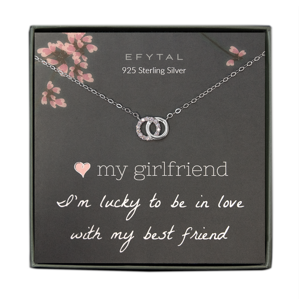 Sterling Silver Interlocking Ring Necklace Best Girlfriend Gift