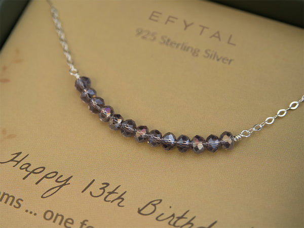 lia 13 bead necklace • happy 13th birthday