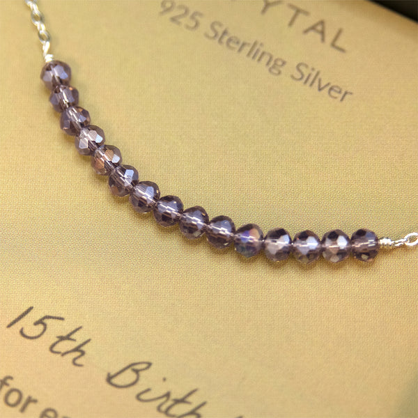 lia 15 bead necklace • happy 15th birthday