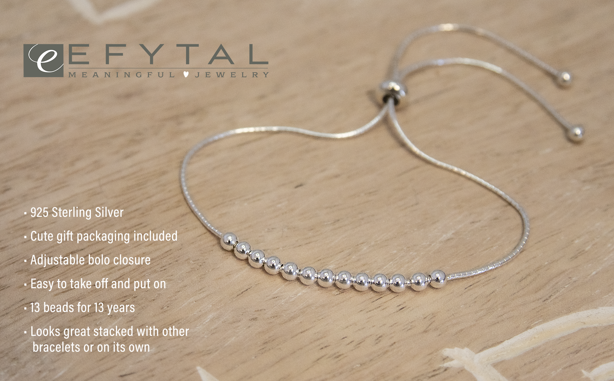 Sterling Silver bead bracelet • magical 13th birthday gift