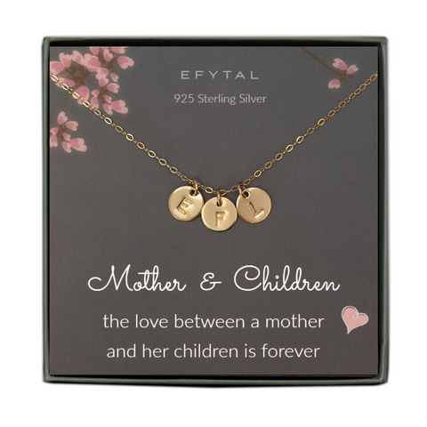 mini three initial necklace • mother & children