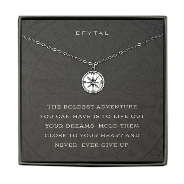 nellie compass necklace, silver or gold • boldest adventure