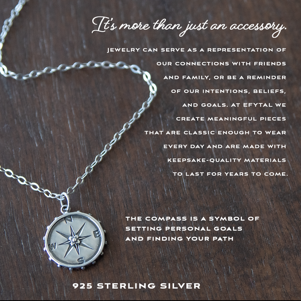 nellie compass necklace, silver or gold • adventure is an attitude