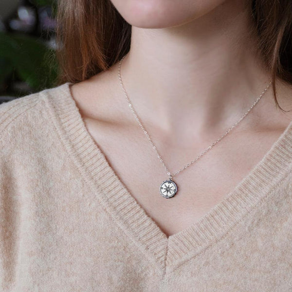 nellie compass necklace, silver or gold • boldest adventure