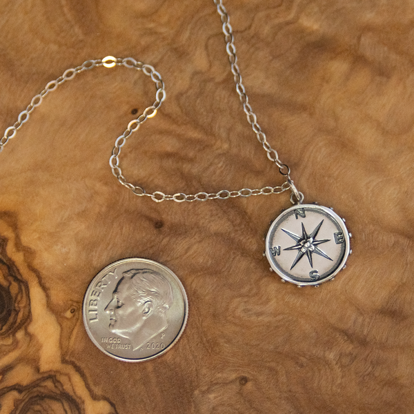 nellie compass necklace, silver or gold • set your intention