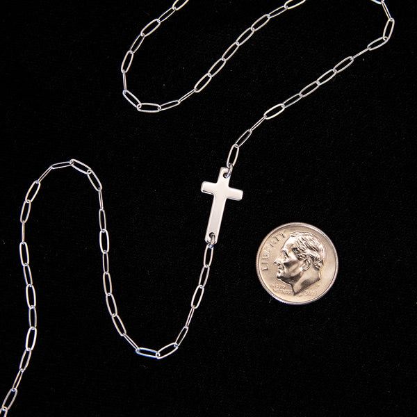 noah sideways cross necklace • joy faith patience