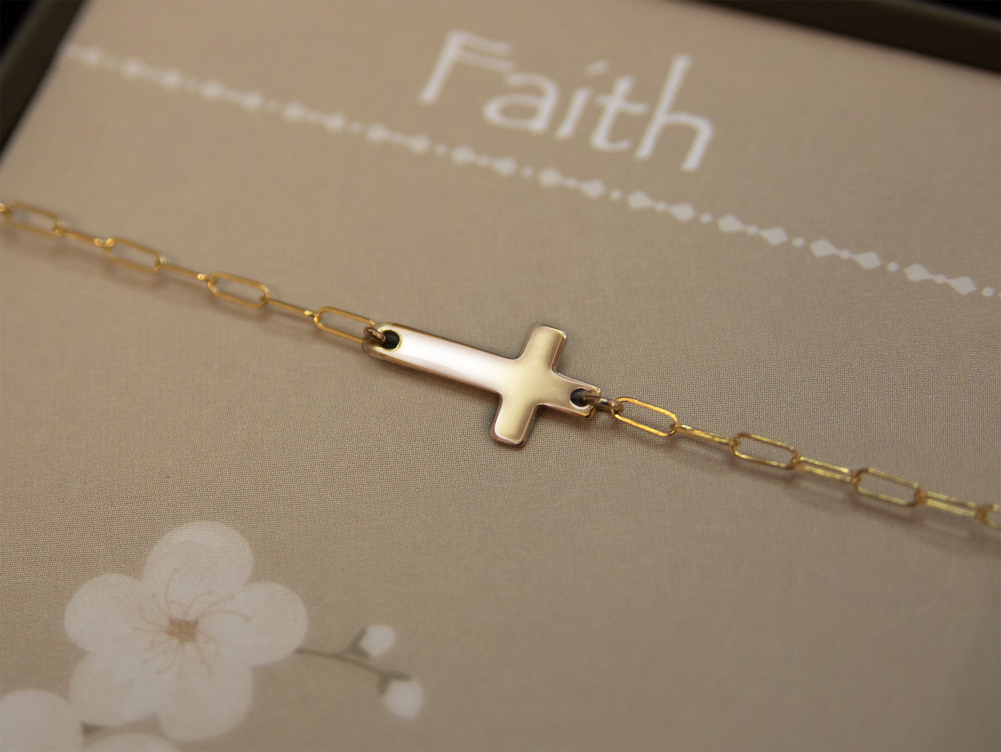 Sterling Silver Diamond Sideways Cross Bracelet