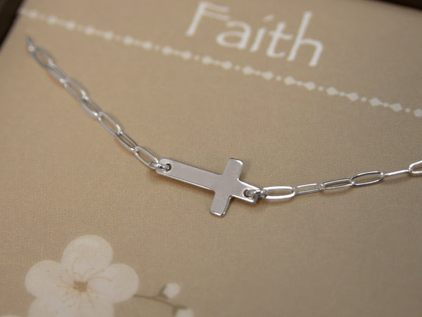 noah sideways cross necklace • faith