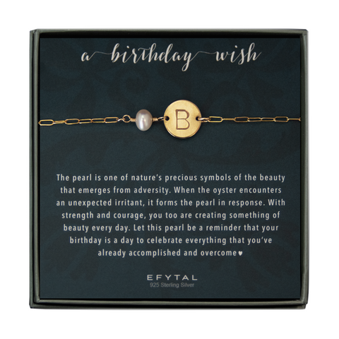 odessa pearl initial bracelet or anklet • a birthday wish