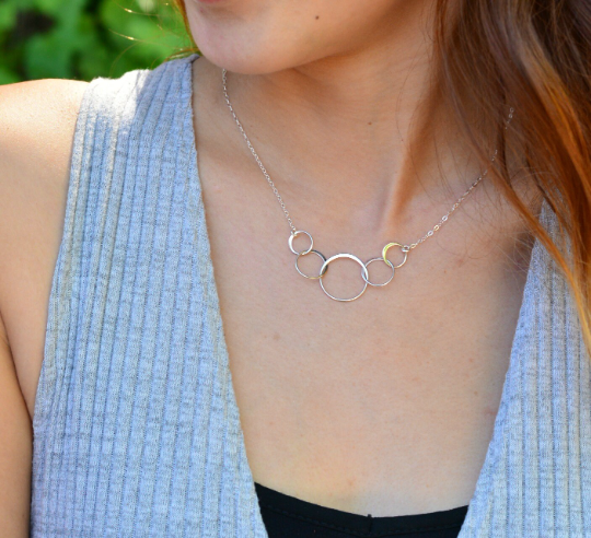 Interlocking Ring Necklace Sterling Silver Eternity Necklace Triple Circle  Necklace 3 Circles Gift for Sister Three Kids Symbol - Etsy
