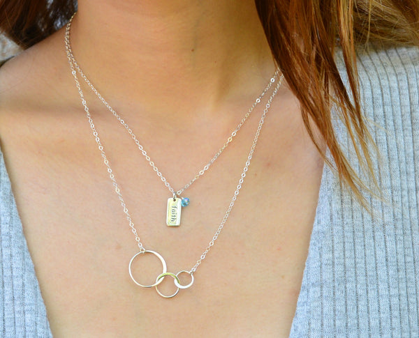 josie three ring necklace, silver or gold • happy 30th birthday
