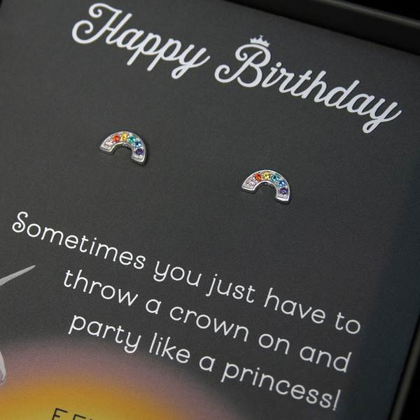 rainbow sparkle stud earrings • unicorn birthday