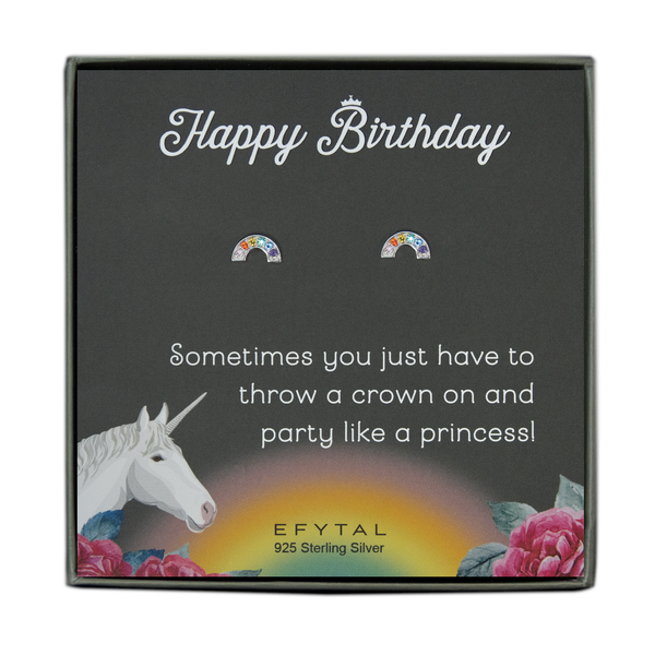 rainbow sparkle stud earrings • unicorn birthday