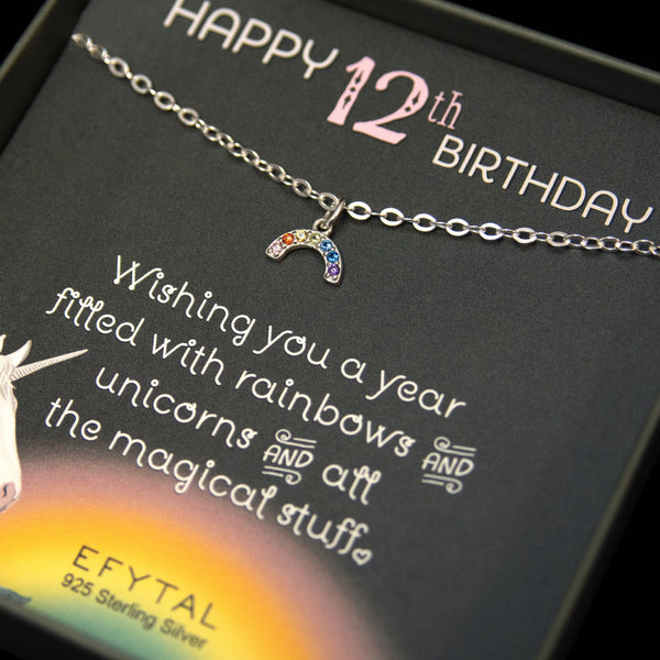 rainbow sparkle necklace • happy 12th birthday