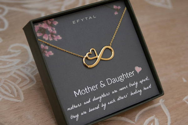 ruth eternal heart necklace, silver or gold • mother & daughter, never apart