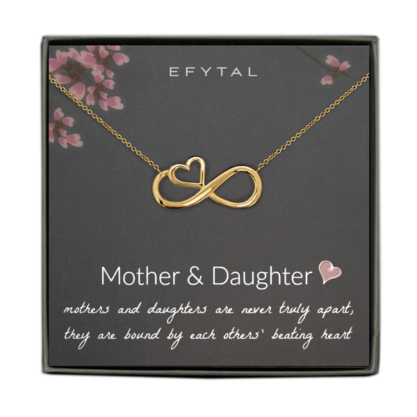 ruth eternal heart necklace, silver or gold • mother & daughter, never apart
