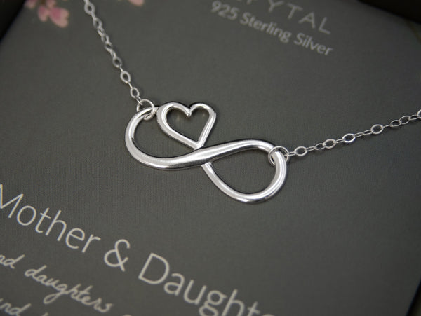 ruth eternal heart necklace, silver or gold • mother & daughter, never apart