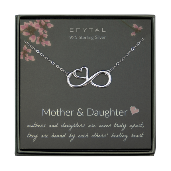ruth eternal heart necklace, silver or gold • mother & daughter, never apart