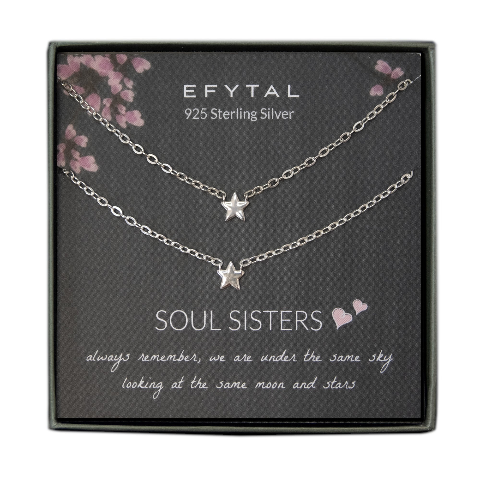 Sister and Best Friend Matching Star and Moon Necklace Set of Three Pendants