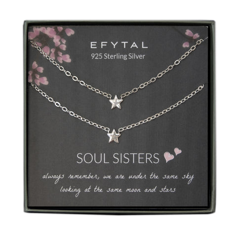 sidra silver star necklace set of 2 • soul sisters