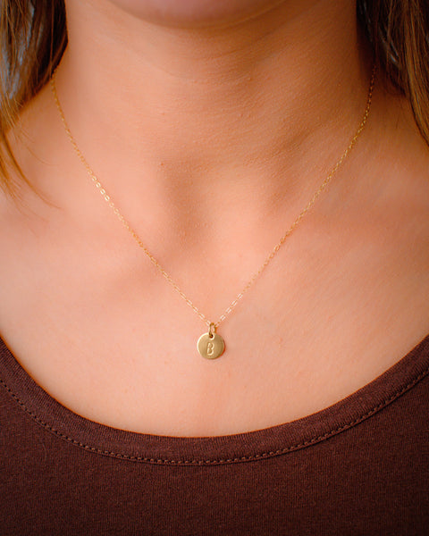 mini initial necklace (3/8"), gold