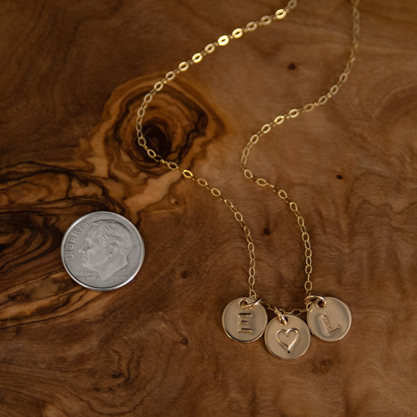 EFYTAL Dainty Three Initial Necklace • 3 discs in silver or gold