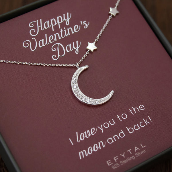stella moon & stars necklace • valentine, i love you