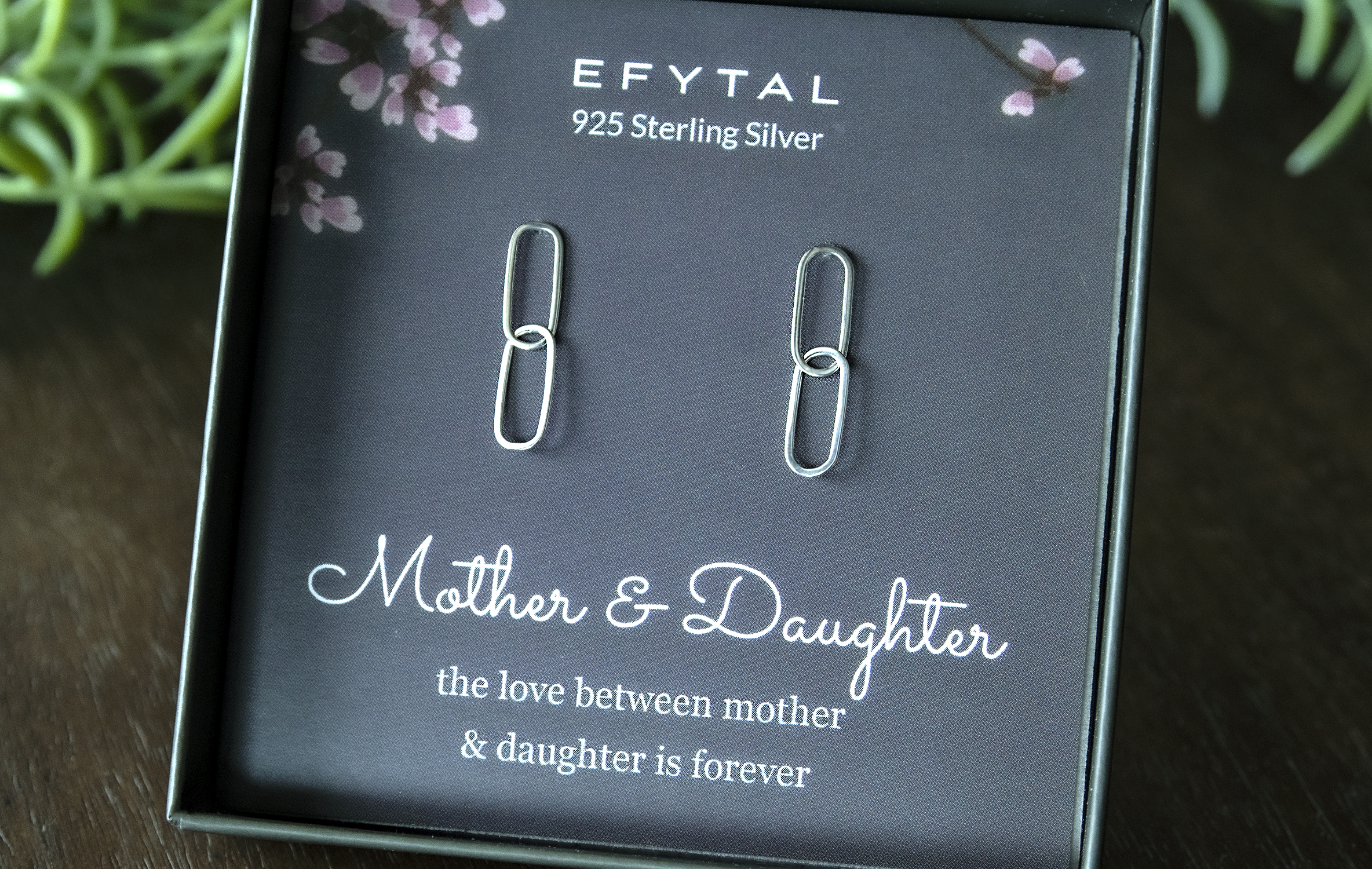 Mother Daughter Paperclip Earrings EFYTAL Sterling Silver